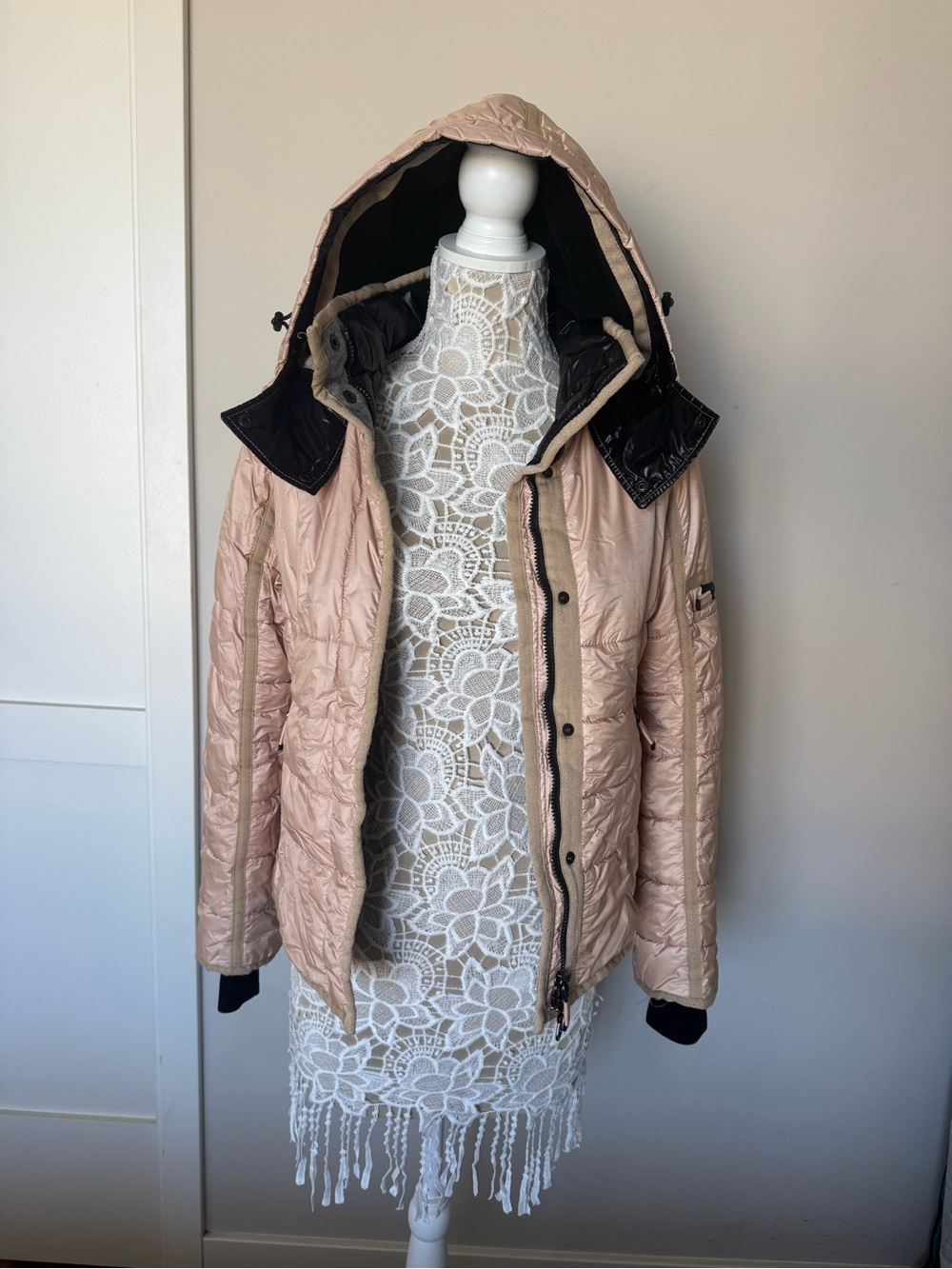 Frauenschuh Light Pink Quilted Hooded ski Jacket